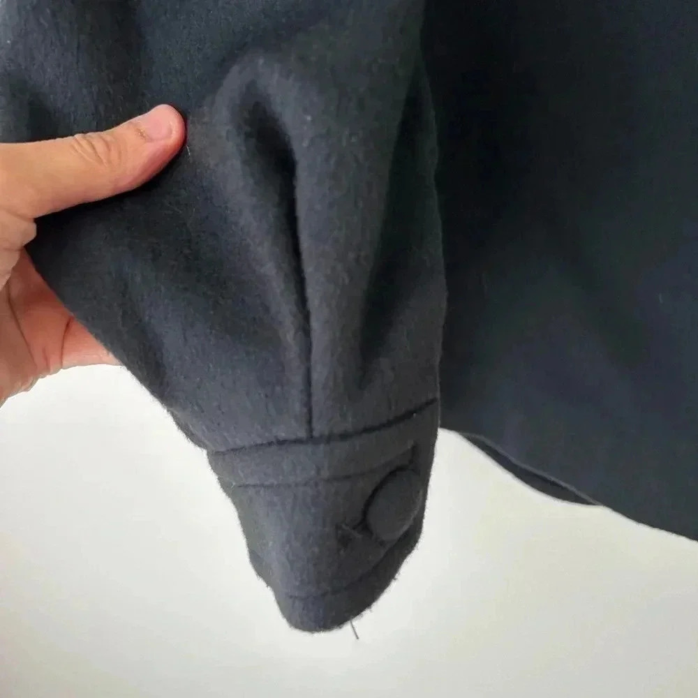 Asian Brand Navy Wool Puff Shoulder Cropped Jacket M - Picture 10 of 12